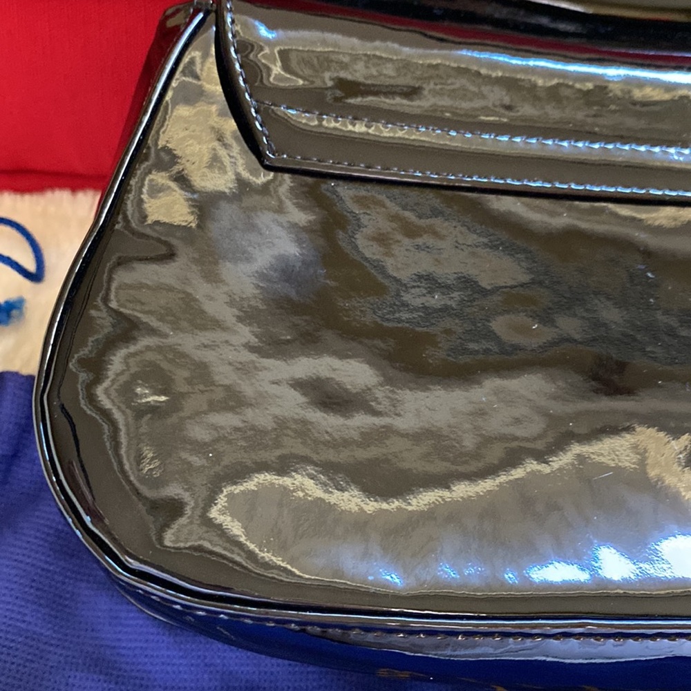 Stuart Weitzman Beautiful Black Patent Leather Shiny Silver Hardware Bag - Picture 11 of 16